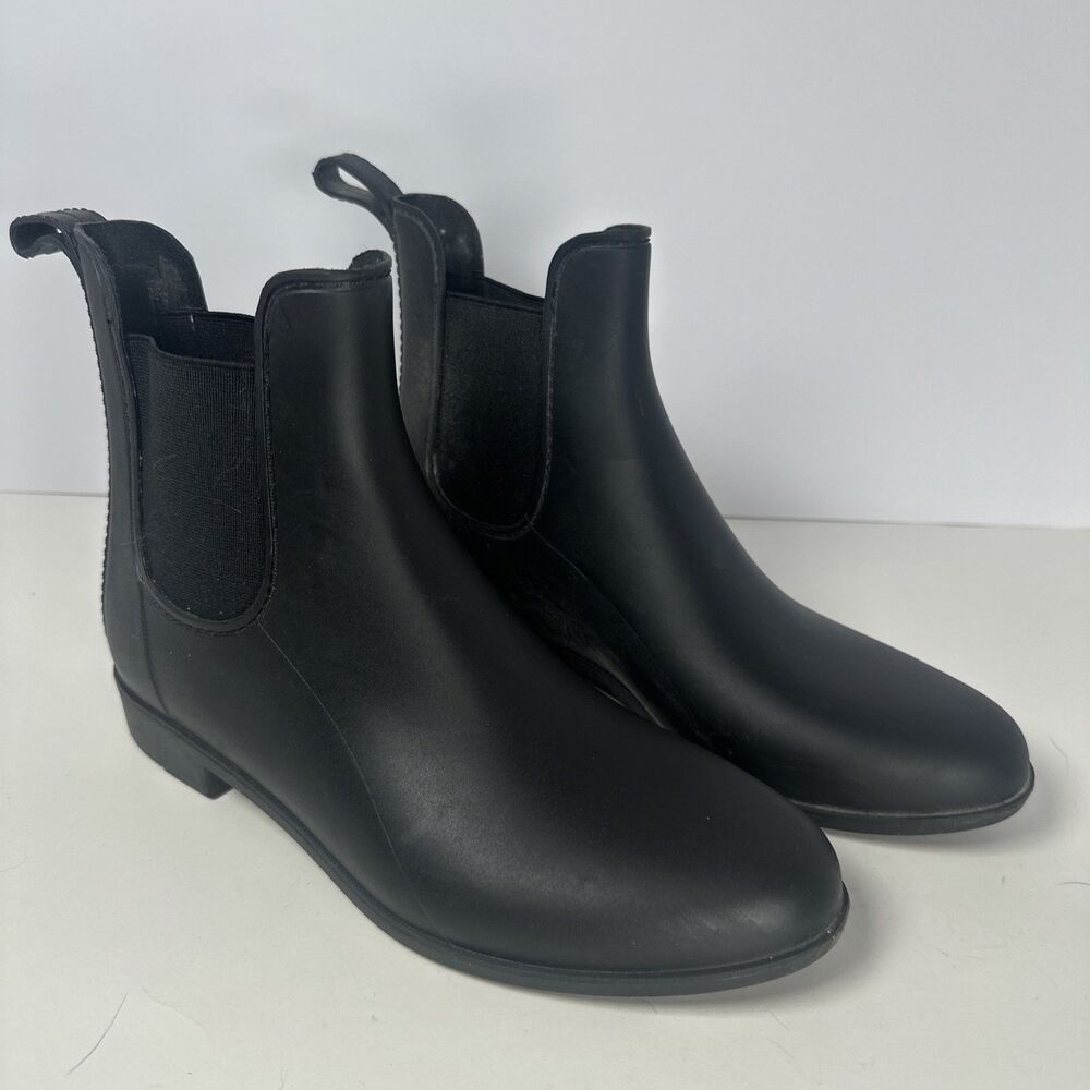 Merona Boots Womens 8 Pull On Chelsea Ankle Rain Boot Black Rubber Low Heels